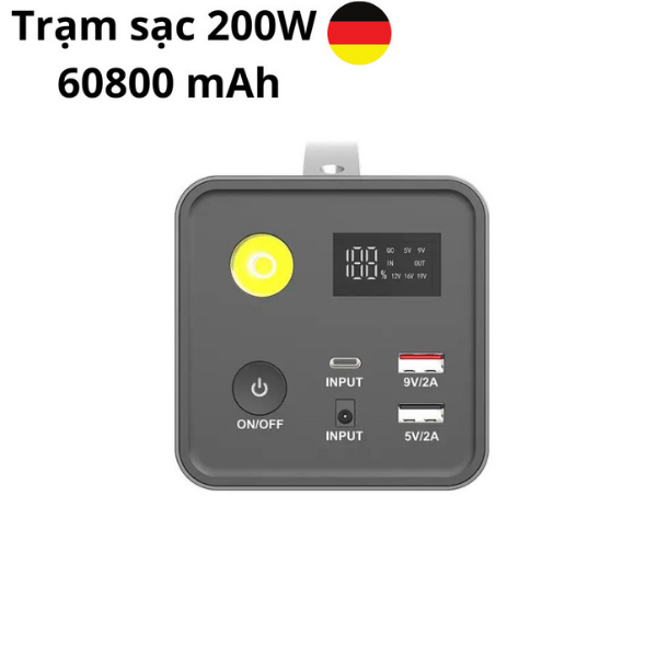 Bộ sạc tích điện di động, Pin Sạc Dự Phòng GLUCKLICH Dùng Cho Gia Đình, Máy phát di động 60800mAh, Công Suất Đỉnh 200W, Cổng điện 220V-200W - Hàng chính hãng