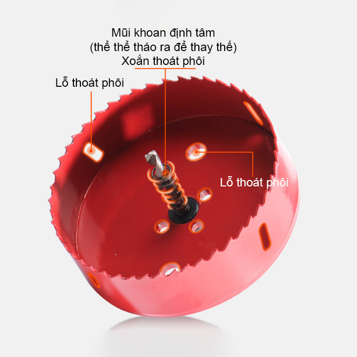 Mũi khoan khoét lỗ gỗ, nhựa, thạch cao đường kính D65-140mm tùy chọn