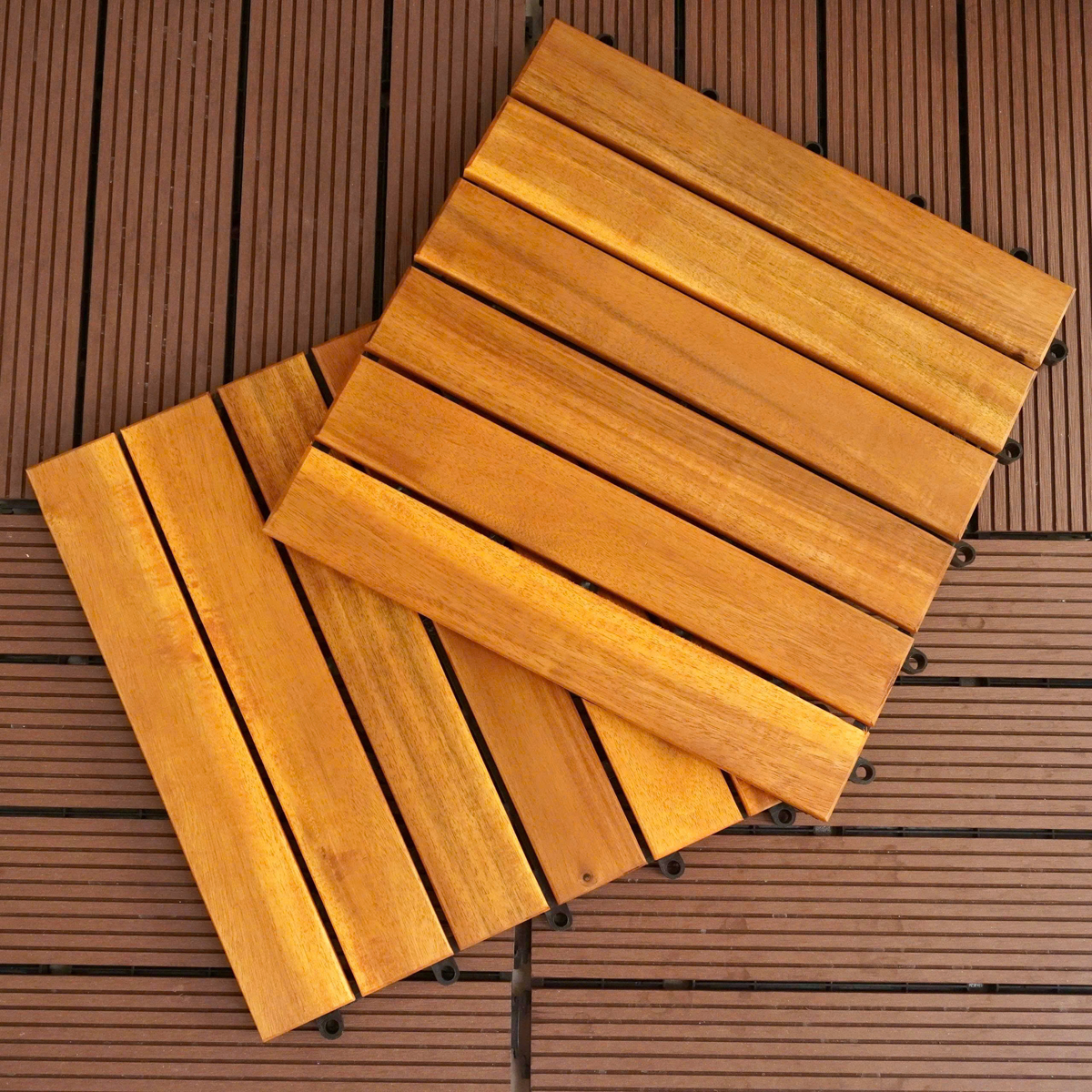 Combo 30 Vỉ Gỗ Lót Sàn Ban Công Đế Nhựa Chắc Chắn – Chống Cong Vênh, Mối Mọt, Màu Đẹp