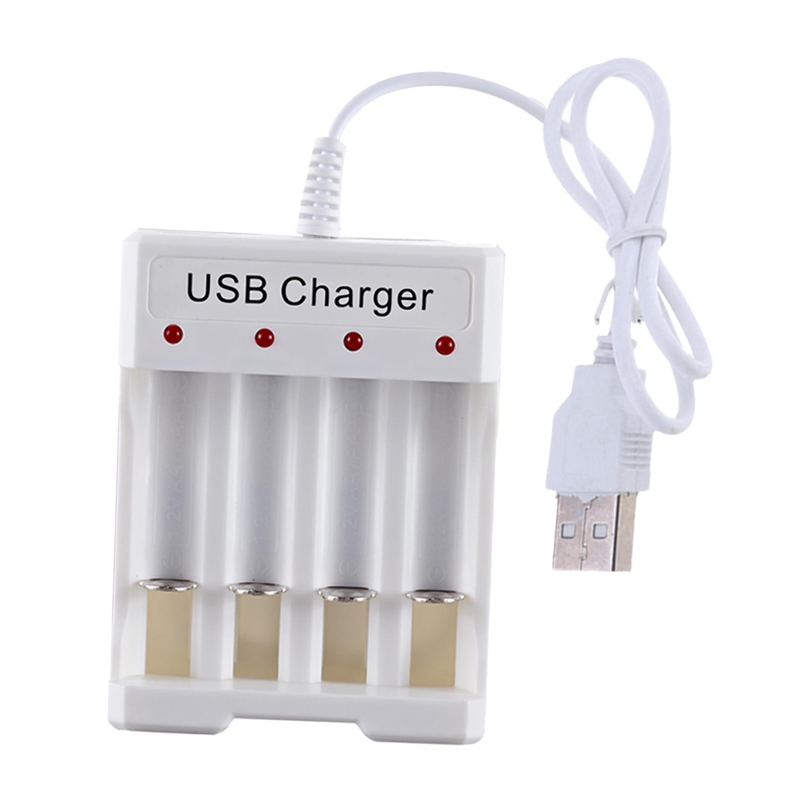2Pcs 4 Slot Smart Charger for Rechargeable Batteries Ni-MH Ni-Cd, AA AAA