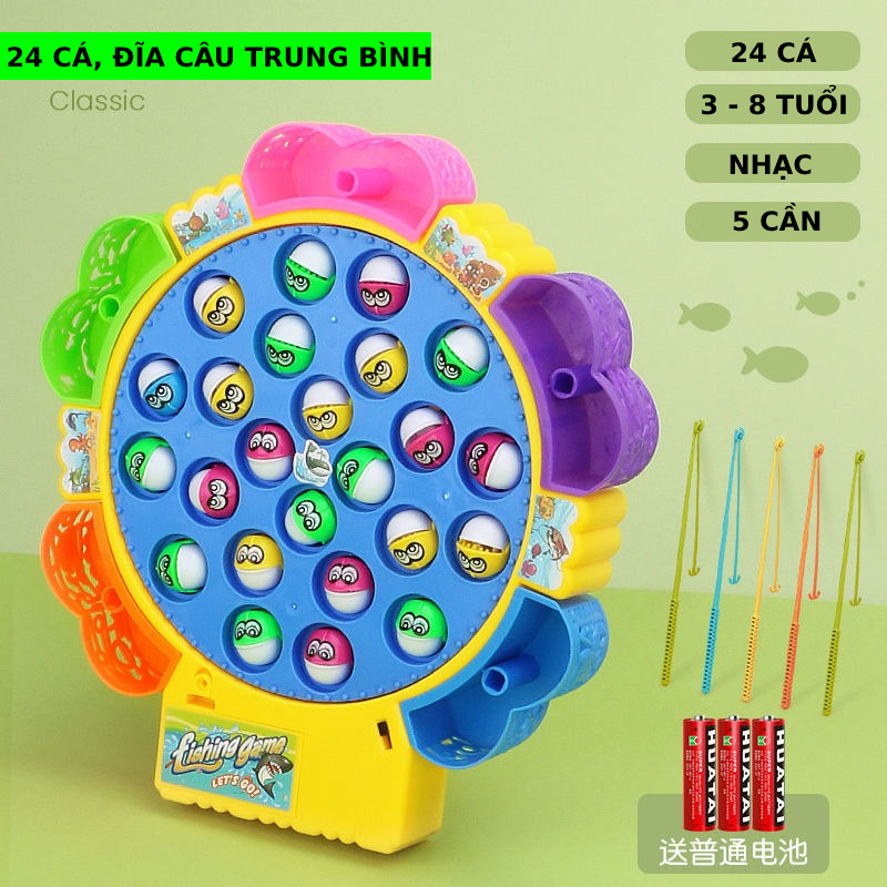Bộ đồ chơi câu cá có nhạc trẻ em Tặng kèm pin - Trò chơi giáo dục cho bé trai và bé gái