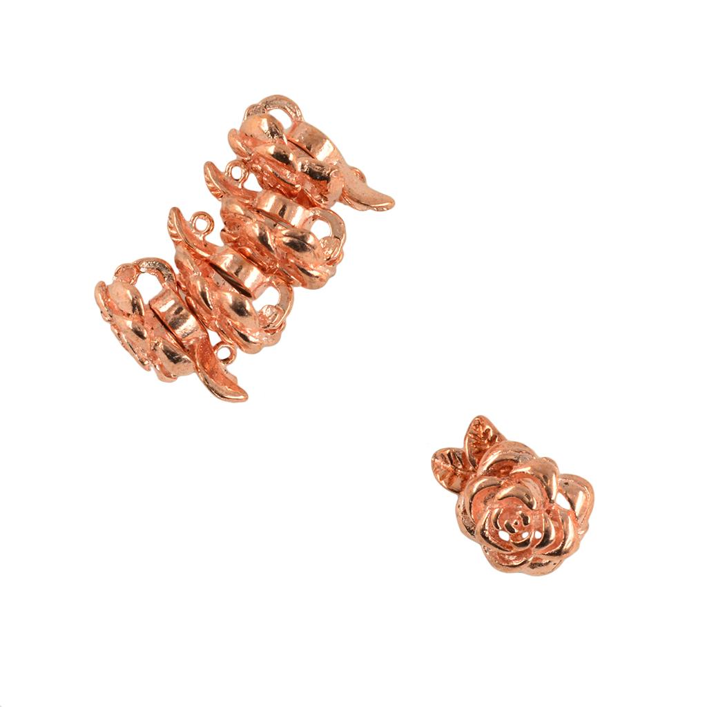 5pcs Rose Flower Magnetic Clasps Hooks Connectors Jewelry Findings Rose Gold