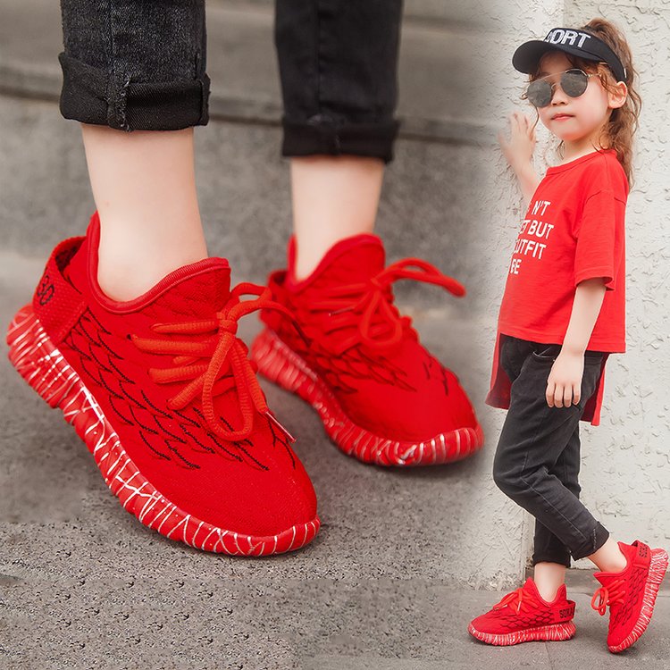 Giày thể thao cho bé trai bé gái 3 - 12 tuổi màu đỏ cá tính GE17