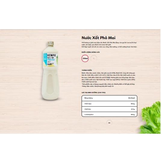 Combo 2 Chai Nước Xốt Phô Mai Kewpie chai 1L