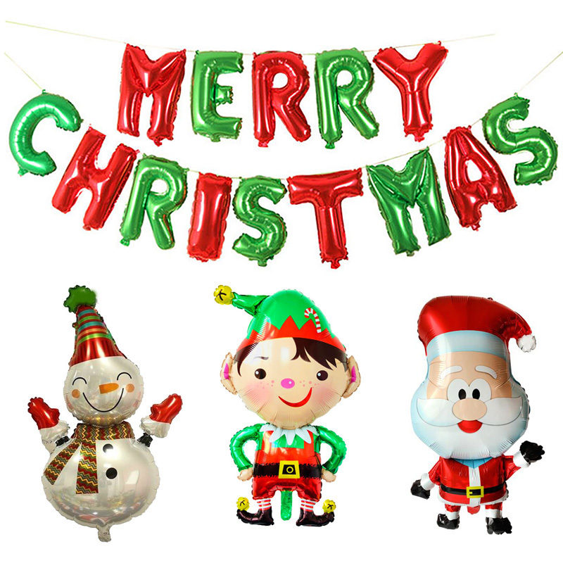 Set bong bóng Merry Christmas trang trí Noel 3 hình lớn ngẫu nhiên)