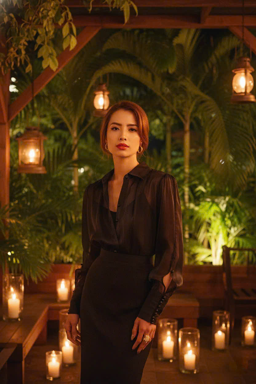 Áo Sơ Mi Tay Dài Xuyên Thấu Organza Huyền Sương Top152