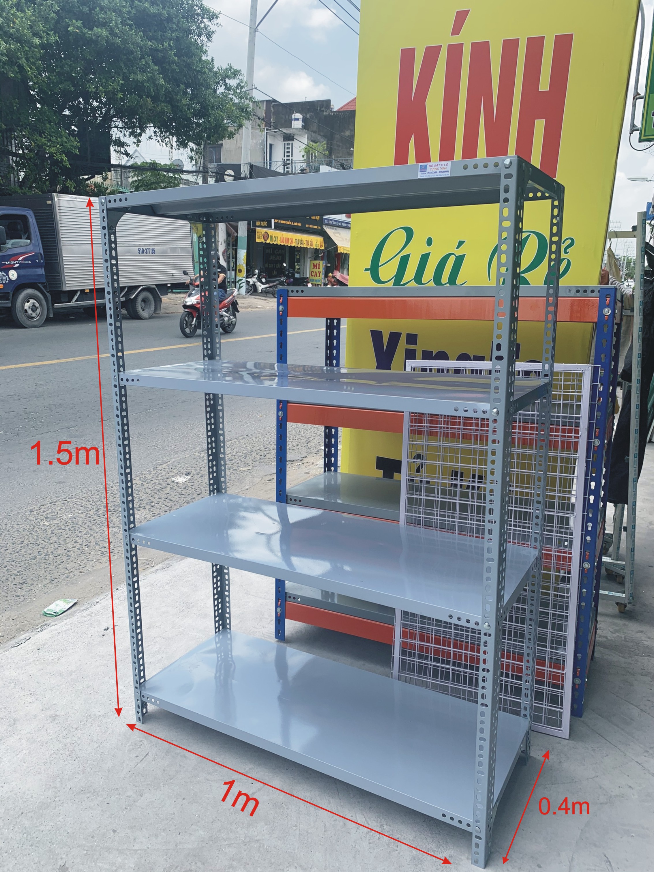 Kệ sắt V lỗ | cao 1m5, ngang 1m , rộng40cm - Kệ sắt Cường Thịnh