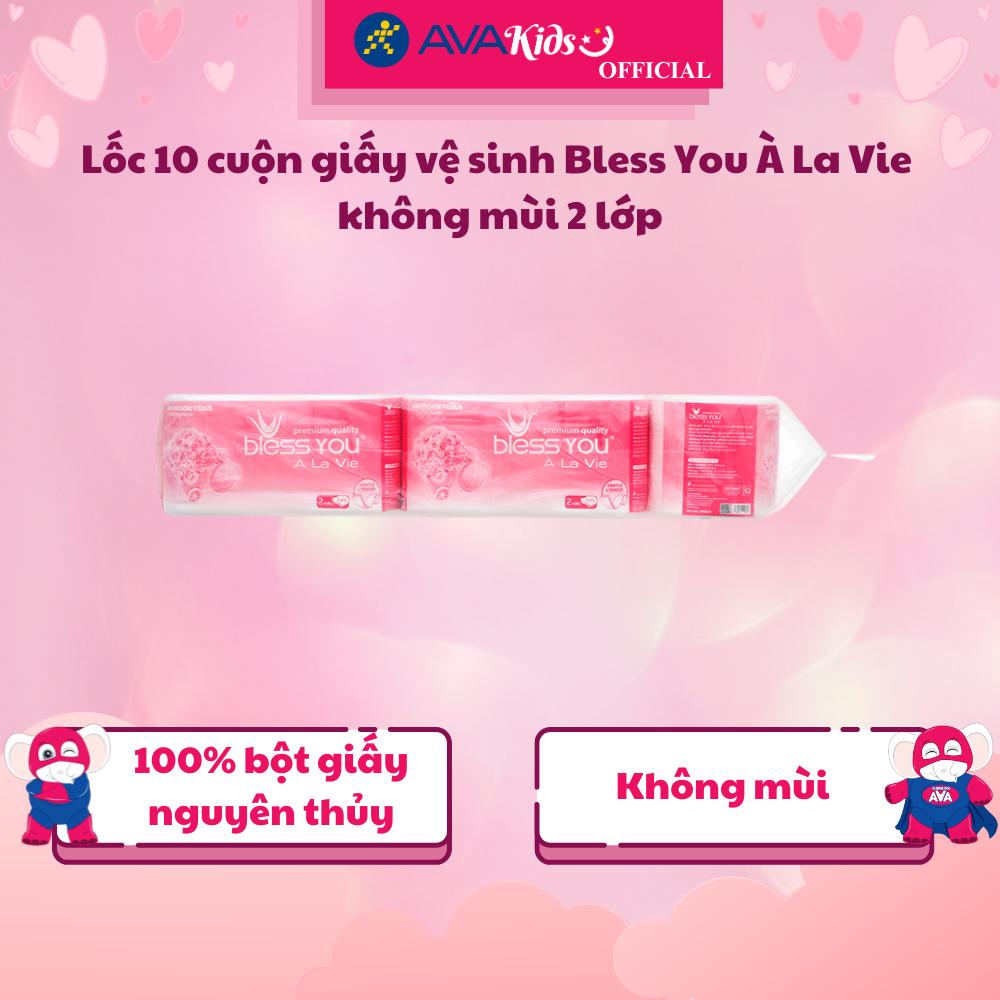Lốc 10 cuộn giấy vệ sinh Bless You À La Vie không mùi 2 lớp - Hàng Chính Hãng
