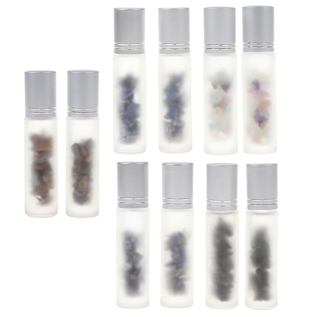 2X 10ml Empty Frosted Glass Perfume Roller Ball Bottles