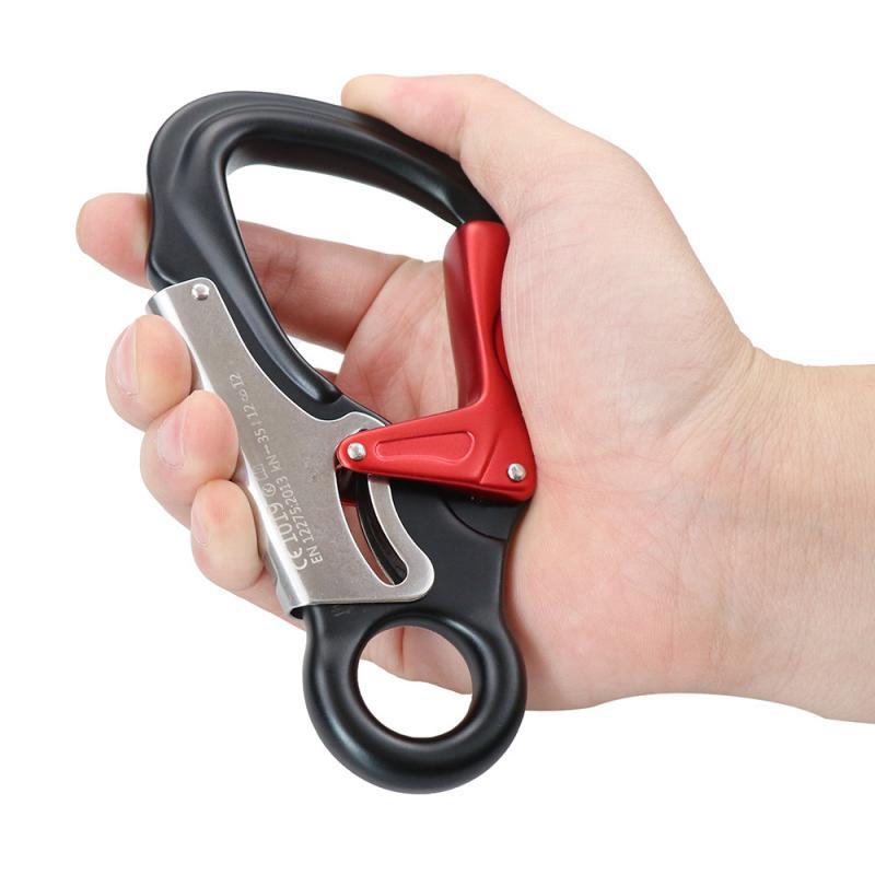 35KN Aviation Aluminum Alloy Mountaineering Buckle Main Lock, Outdoor Climbing Rescue Rope Safety Buckle For Aerial Work