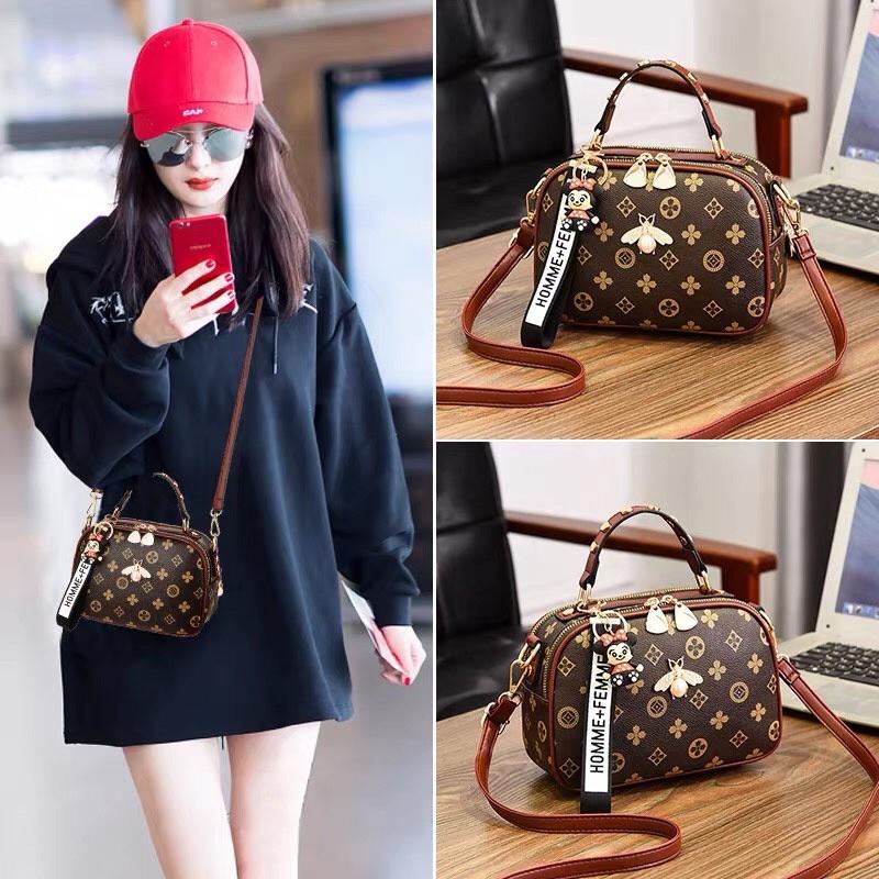 Túi xách, túi đeo chéo nữ MiiZzu thời trang công sở hoạ tiết con ong phong cách Hàn Quốc size 20cm