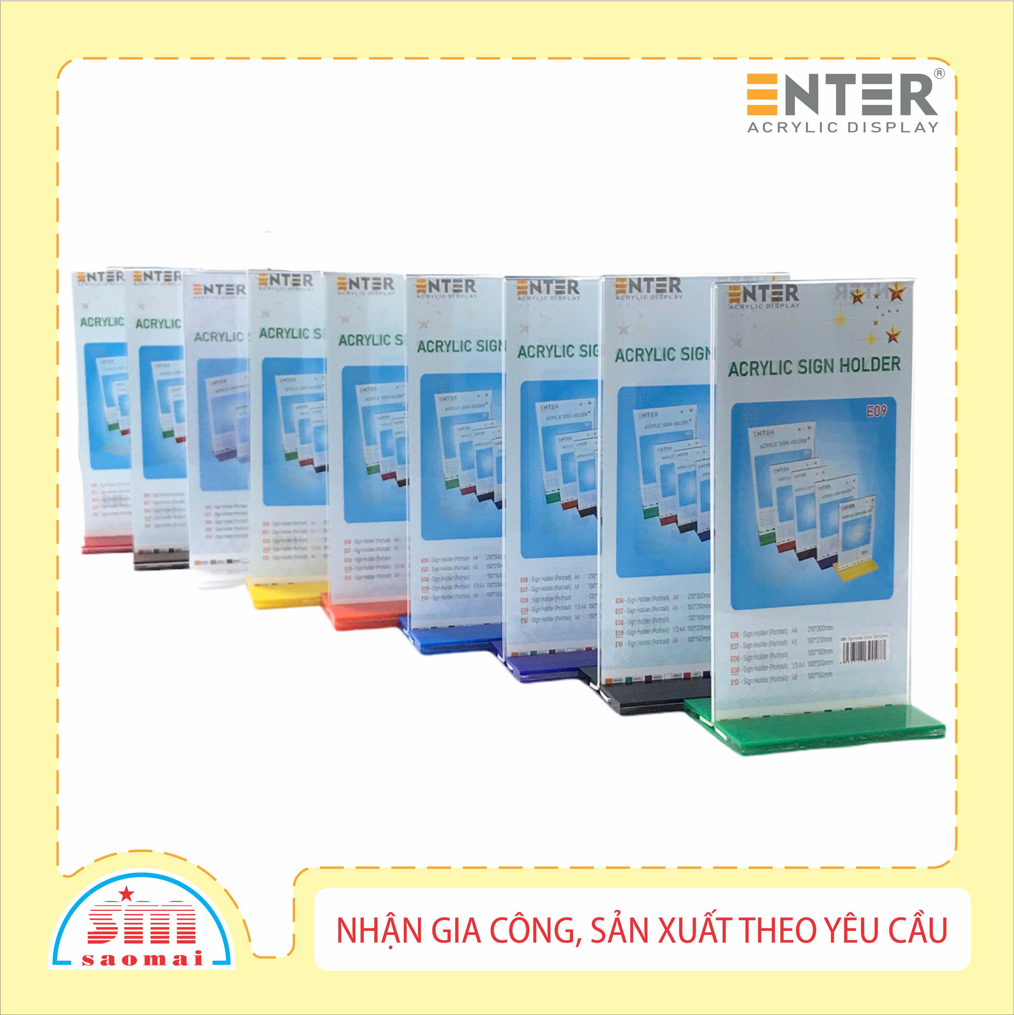 Kệ mica 2 mặt Enter E09 LR 100x200mm đế lùa