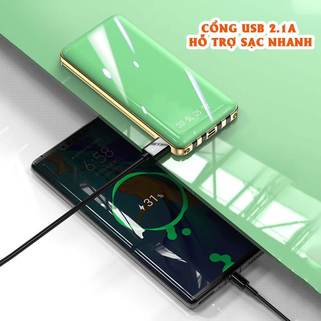 Pin sạc dự phòng HXSJ 20000mAh Hỗ trợ sạc nhanh 2.1A, Tích hợp sẵn 4 đầu sạc chuyên dụng Micro usb, Type - C, Lightning - Hàng chính hãng