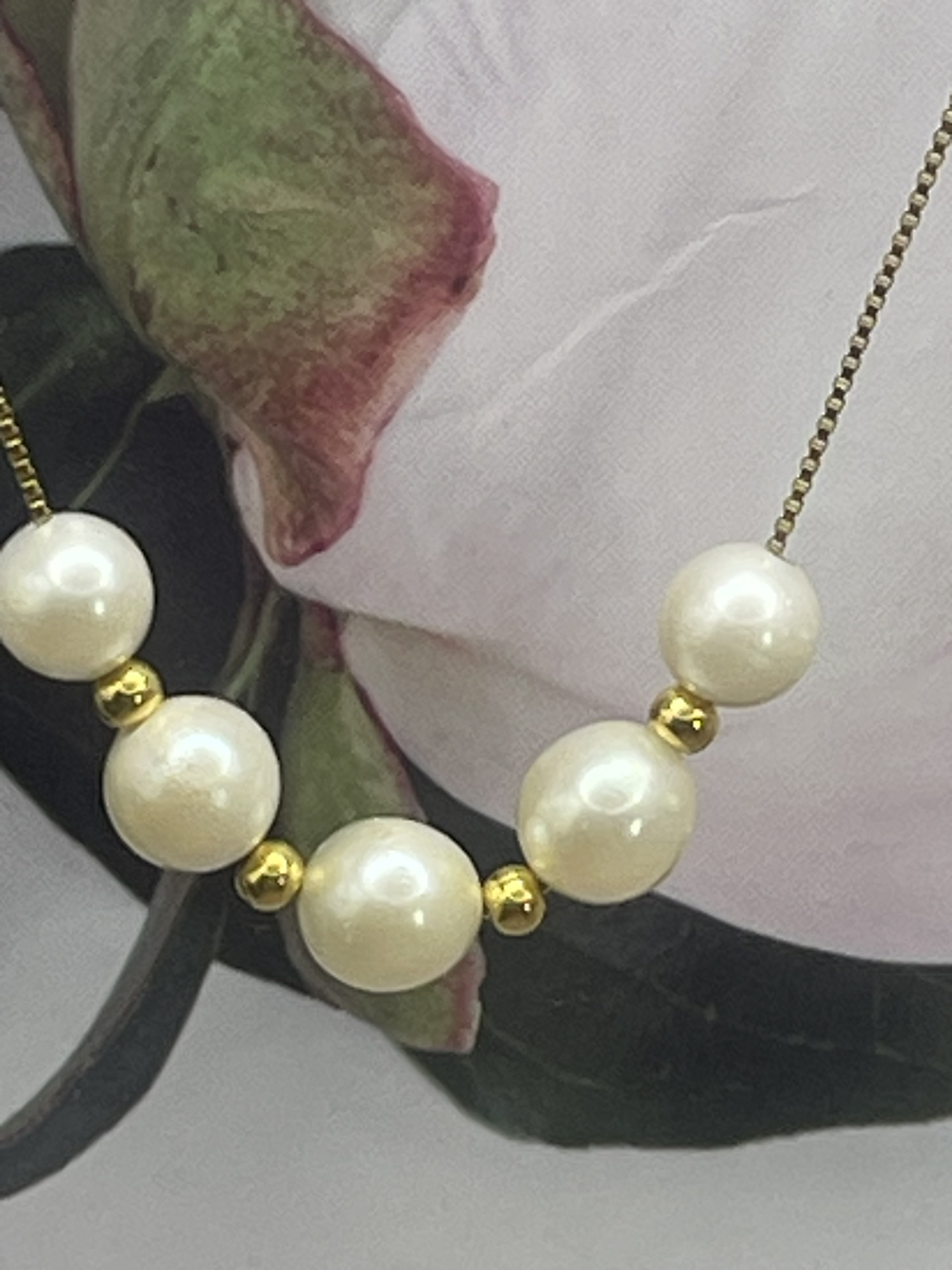 Dây chuyền Bạc 925 xi vàng và Trai mặn Akoya