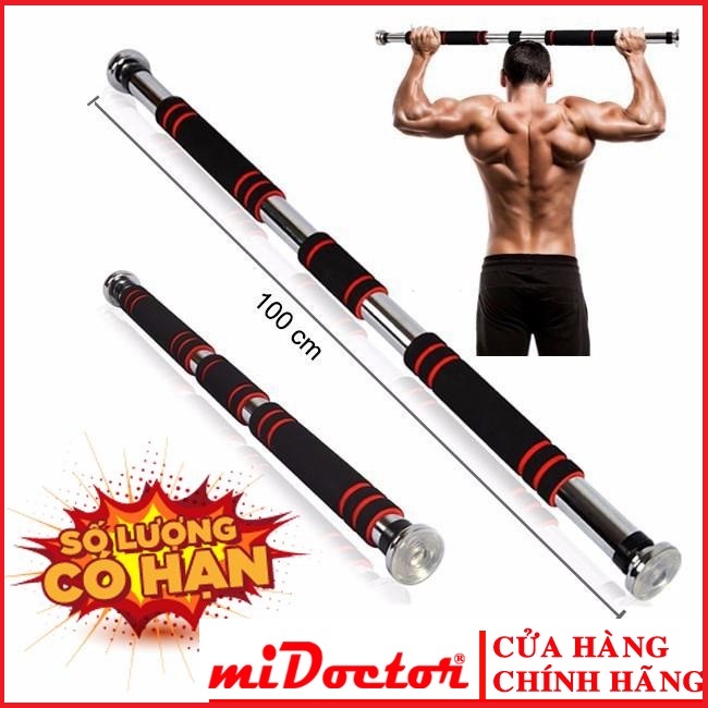 Hình ảnh Xà Đơn Treo Tường Gắn Cửa Đa Năng Độ Dài Tùy Chỉnh Giúp Bạn Tập Gym, Tập Cơ Bụng, Cơ Vai, Cơ Xô 60-120Cm - Chính Hãng miDoctor (Màu Ngẫu Nhiên)