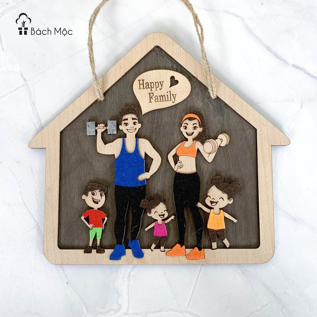 Bảng gỗ decor, bảng gỗ trang trí gia đình Happy Family (bảng gỗ trang trí