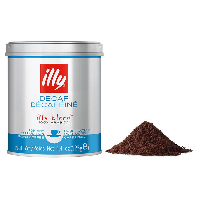Cà phê dạng hạt hoặc bột pha máy illy Coffee Decaffeinated Medium roasted- 250gr Whole bean - 100% Arabica - Tách Cafein hương thơm tinh tế của caramel, hoa cam và hoa nhài.