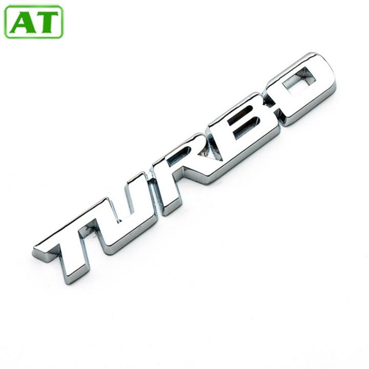 Logo Sticker Chữ TURBO 3D Nổi Hợp Kim Nhôm Dán Trang Trí Ô Tô Xe Hơi Màu Bạc