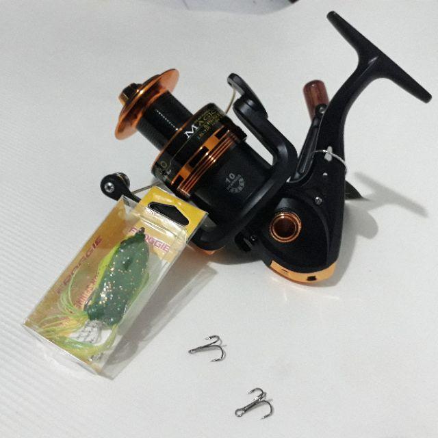 Máy câu 10 bạc đạn yolo ms tặng kèm nhái giả và lưỡi câu 3 tiêu câu cá lóc