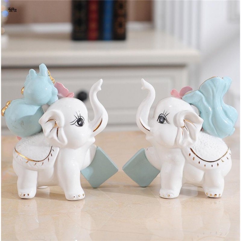 Cặp voi phong thủy cầu may mắn tài lộc - mẫu 01 size 13cm