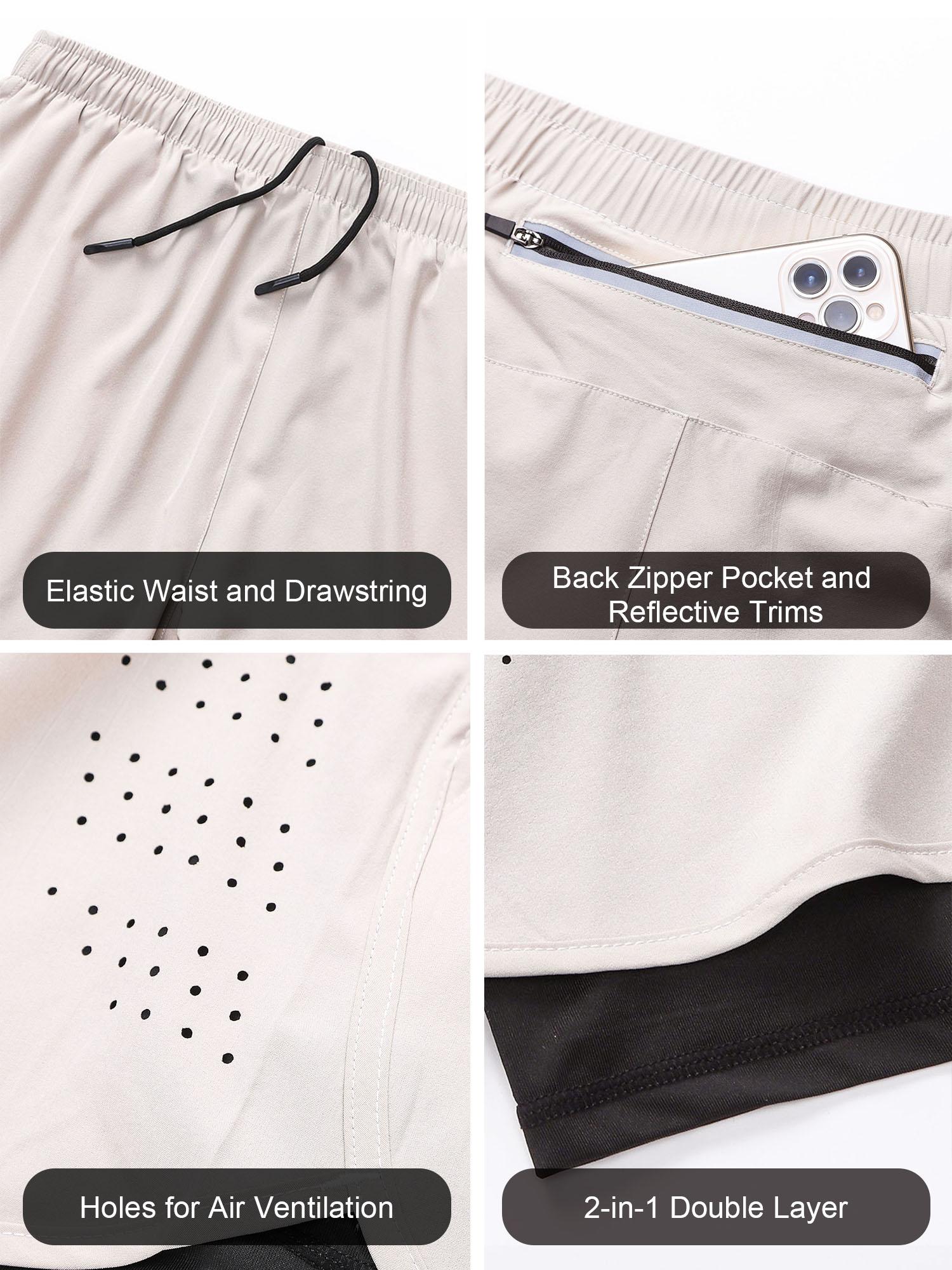 Quần short thể thao nam có lót 2 trong 1 kèm túi Quần short thể dục chạy xe đạp nhanh khô