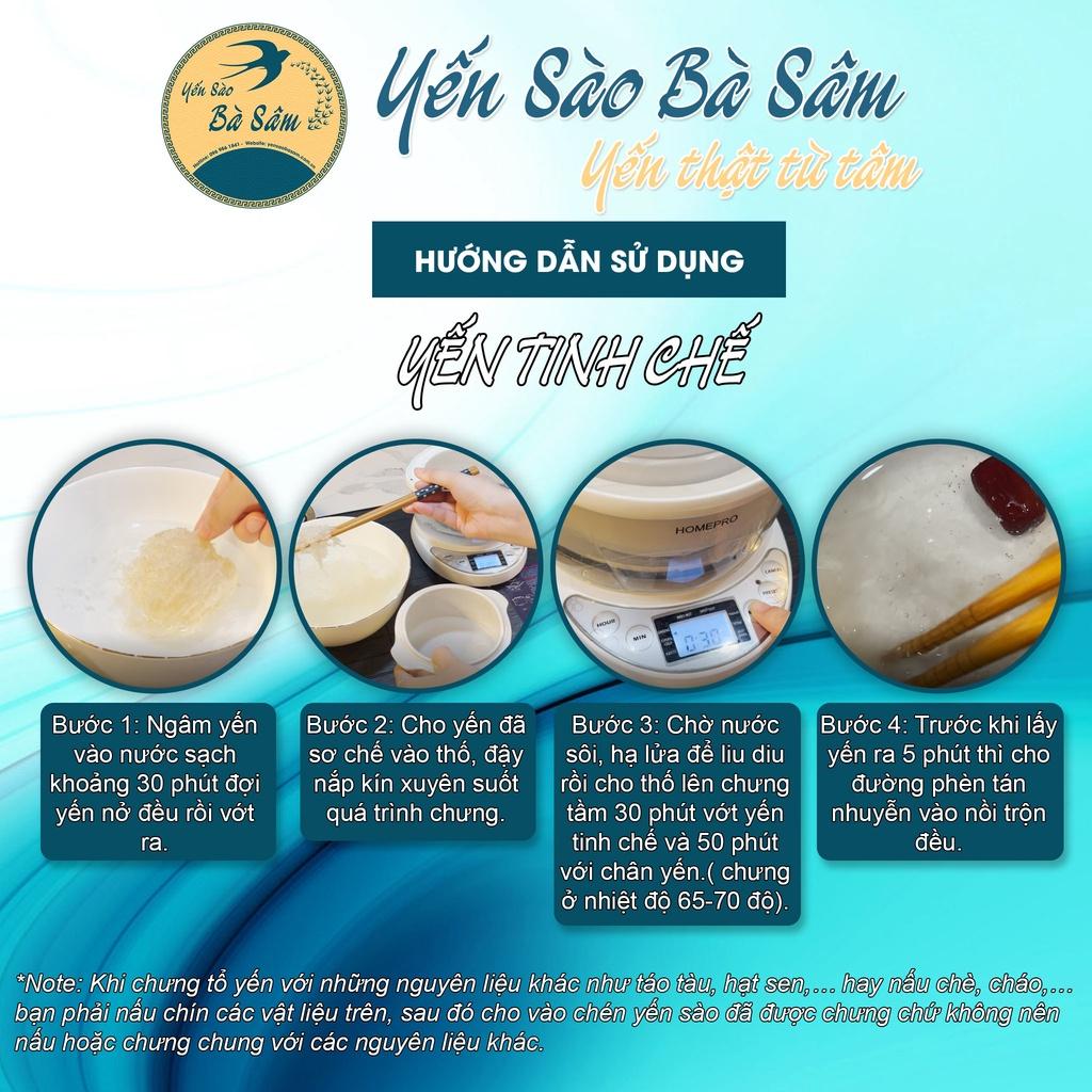 Yến sào Bà Sâm - Yến tinh chế miếng vuông Cao Cấp, 100% Nguyên Chất ( Hộp 50G/100G)