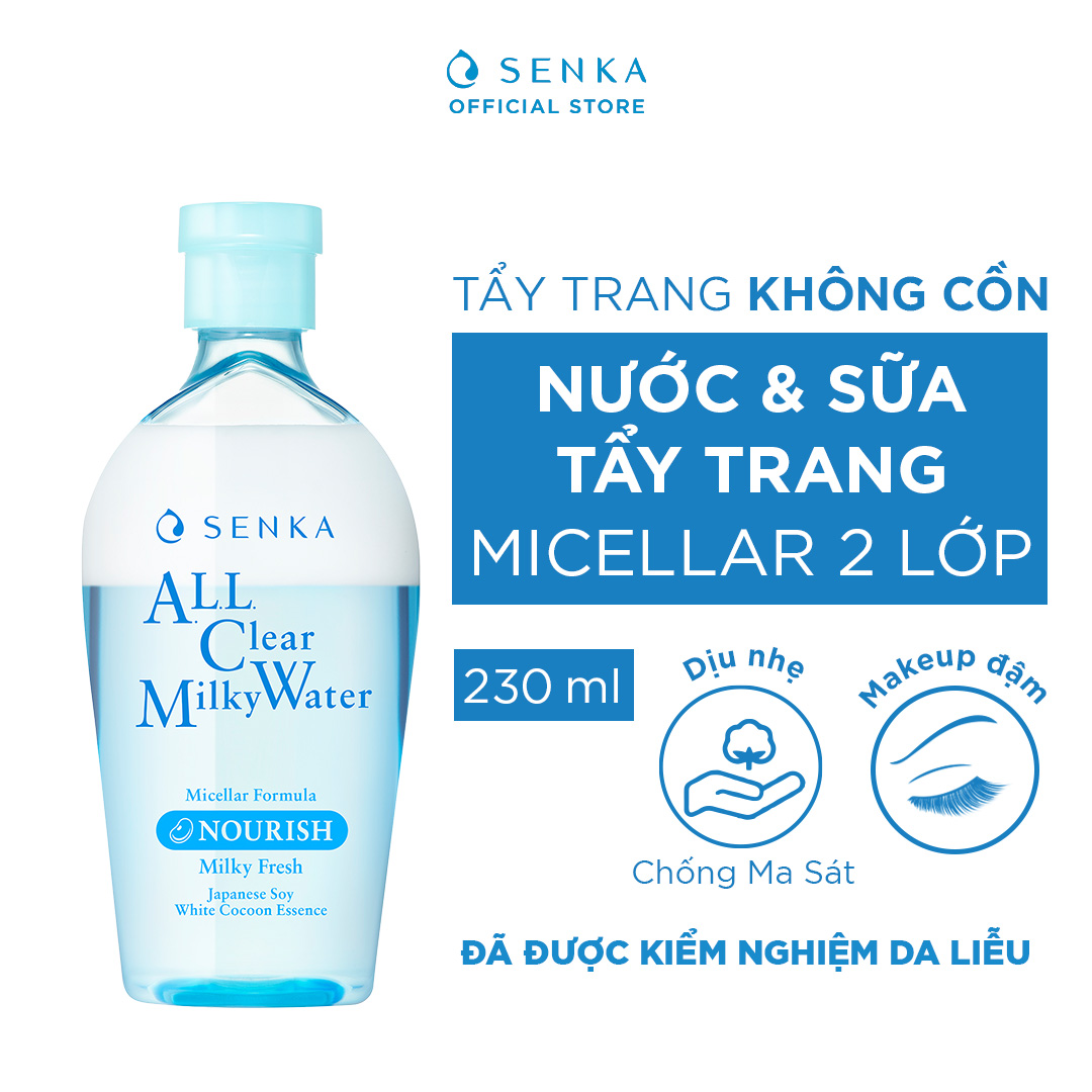 Nước Sữa Tẩy Trang 2 lớp SENKA A.L.L. CLEAR MILKY WATER 230ML