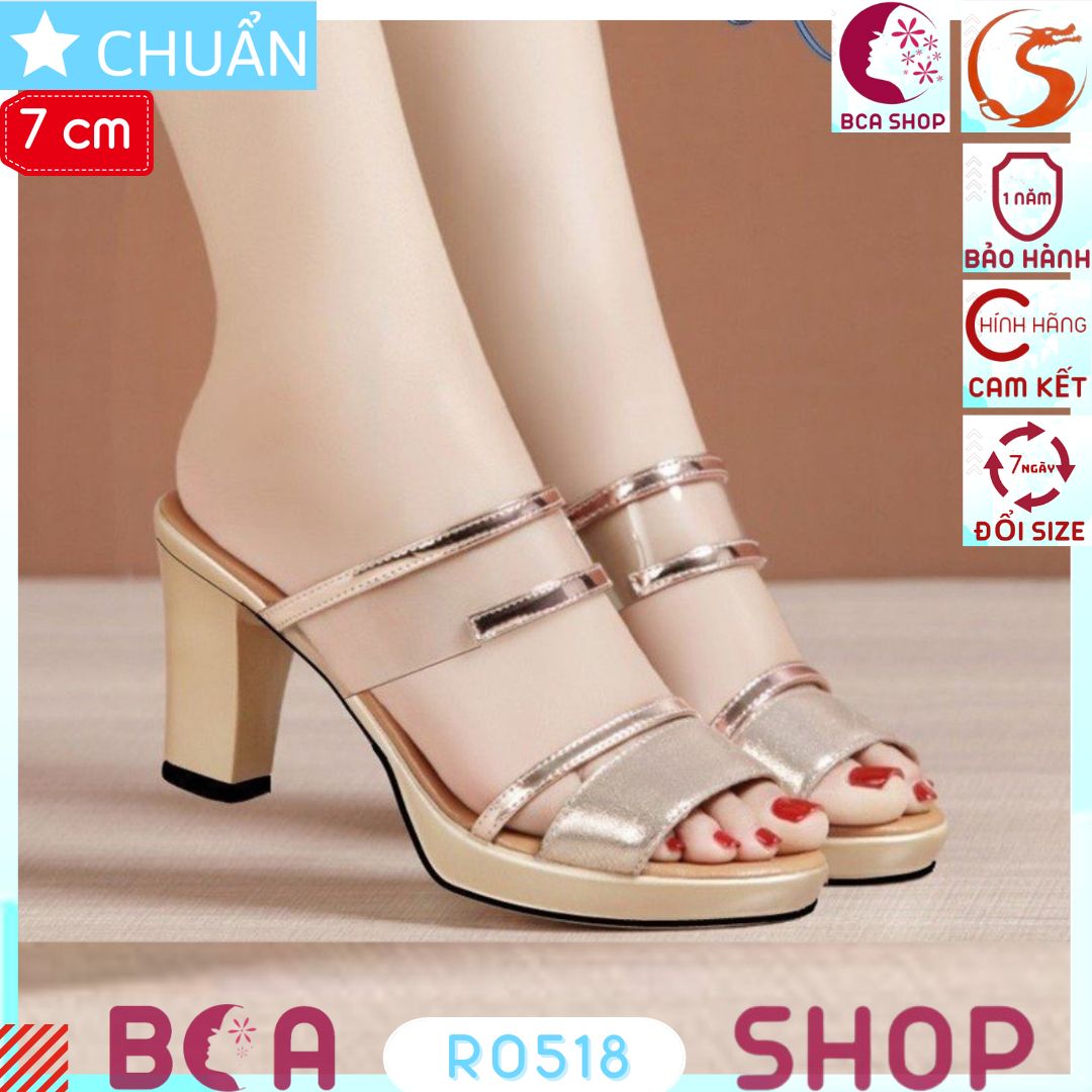 Giày cao gót nữ 7p RO518 ROSATA tại BCASHOP hở mũi, hở gót, quai ngang cực sành điệu và sang trọng - màu vàng