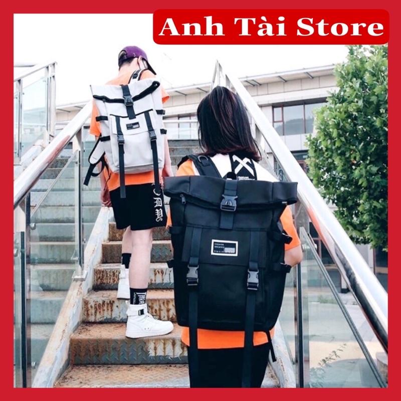 Balo thời trang nam nữ Black back chất vải Canvas chống thấm nước nắp gập kích cỡ lớn phong cách Hàn Quốc siêu đẹp AT118