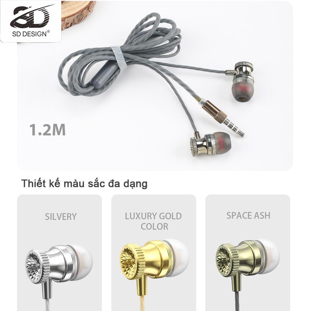 Tai Nghe dây Nhét Tai SD Design X18 với jack cắm 3.5mm tương thích với mọi dòng điện thoại, thiết bị điện tử