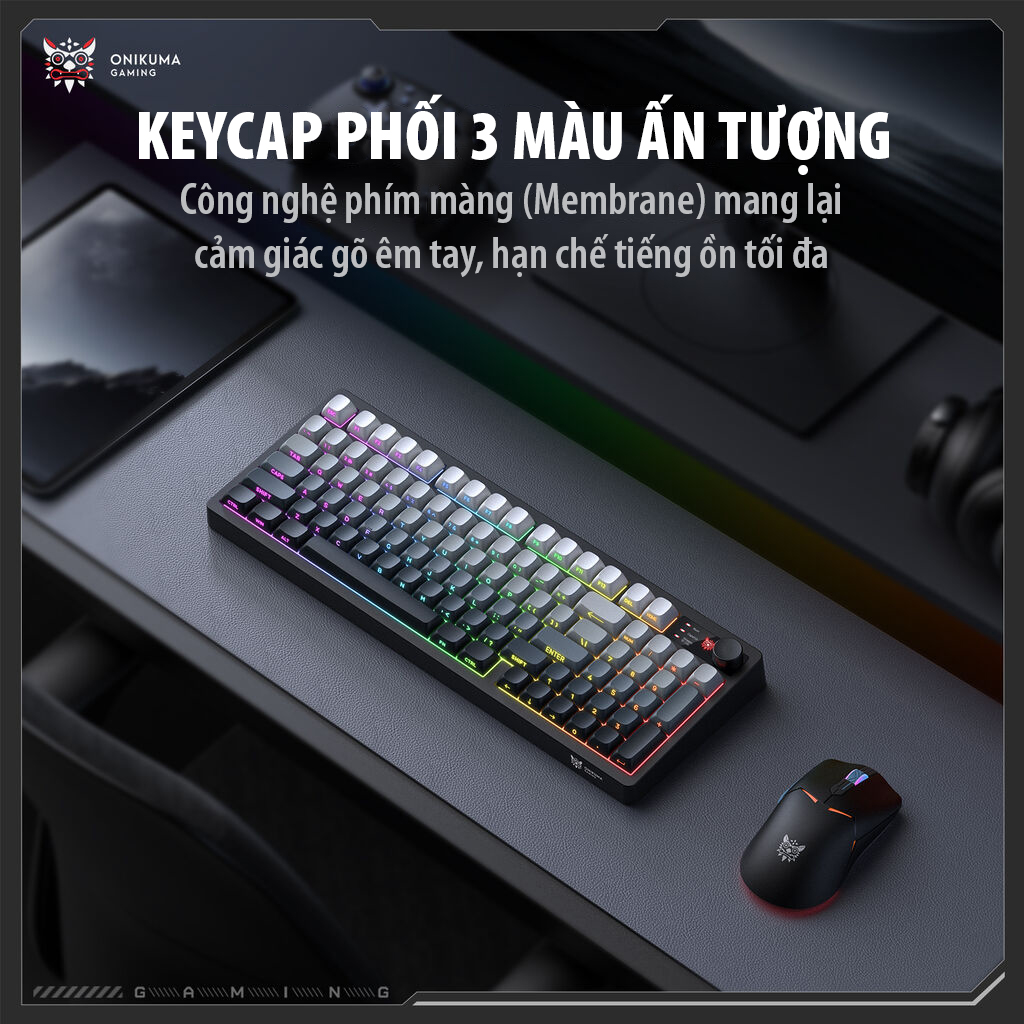 Bàn Phím Giả Cơ ONIKUMA MT902 - 3 Chế Độ Kết Nối, LED RGB, Keycap Phối Màu Độc Đáo - Hàng Chính Hãng