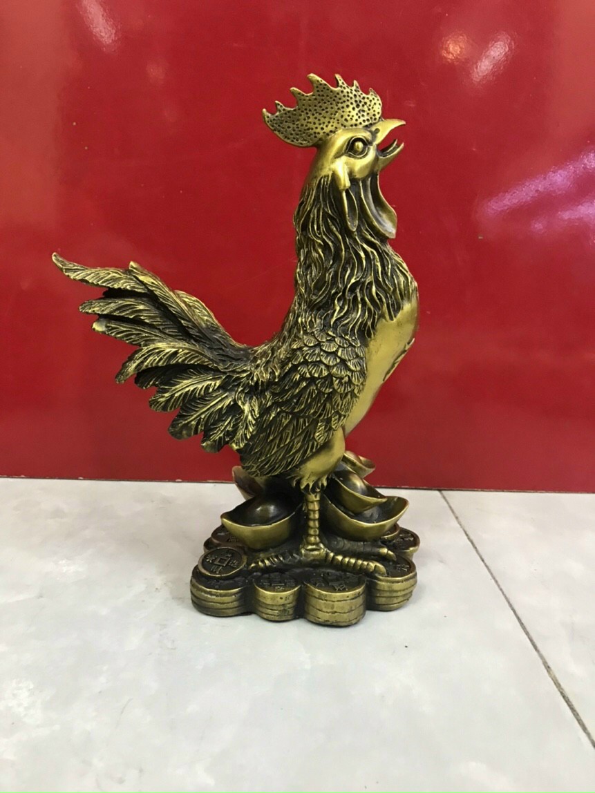 Gà phúc 2 lai - Gà mâm và ng nhỏ - Tượng phong thủy (kt 28x19cm)