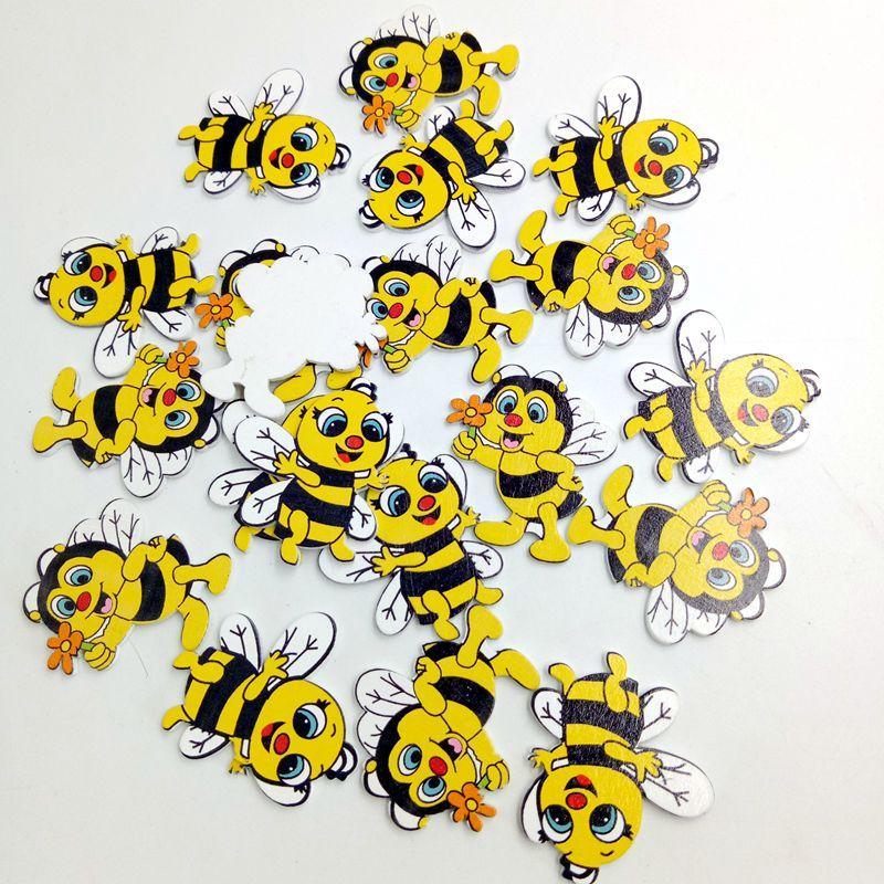 20 Pieces Wood Shapes Bee Embellishments for Scrapbooking Crafts