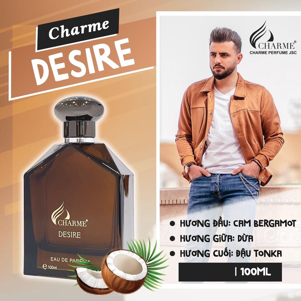 Nước hoa nam thơm lâu, Charme Desire, mùi hương tươi mát, mạnh mẽ, cho chàng năng động,100ml