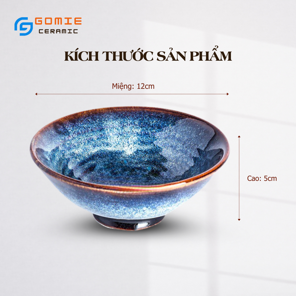 Bát Cơm Miệng Loe Xanh Hoả Biến - Gốm Sứ Cao Cấp Bát Tràng