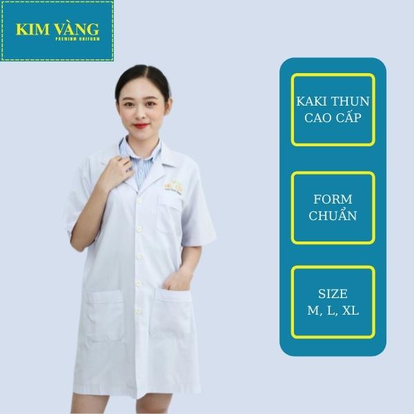 [KIM VÀNG] Áo Blouse bác sĩ, áo dược sĩ, đồng phục bệnh viện tay ngắn chất liệu Kaki thun - Mẫu 01