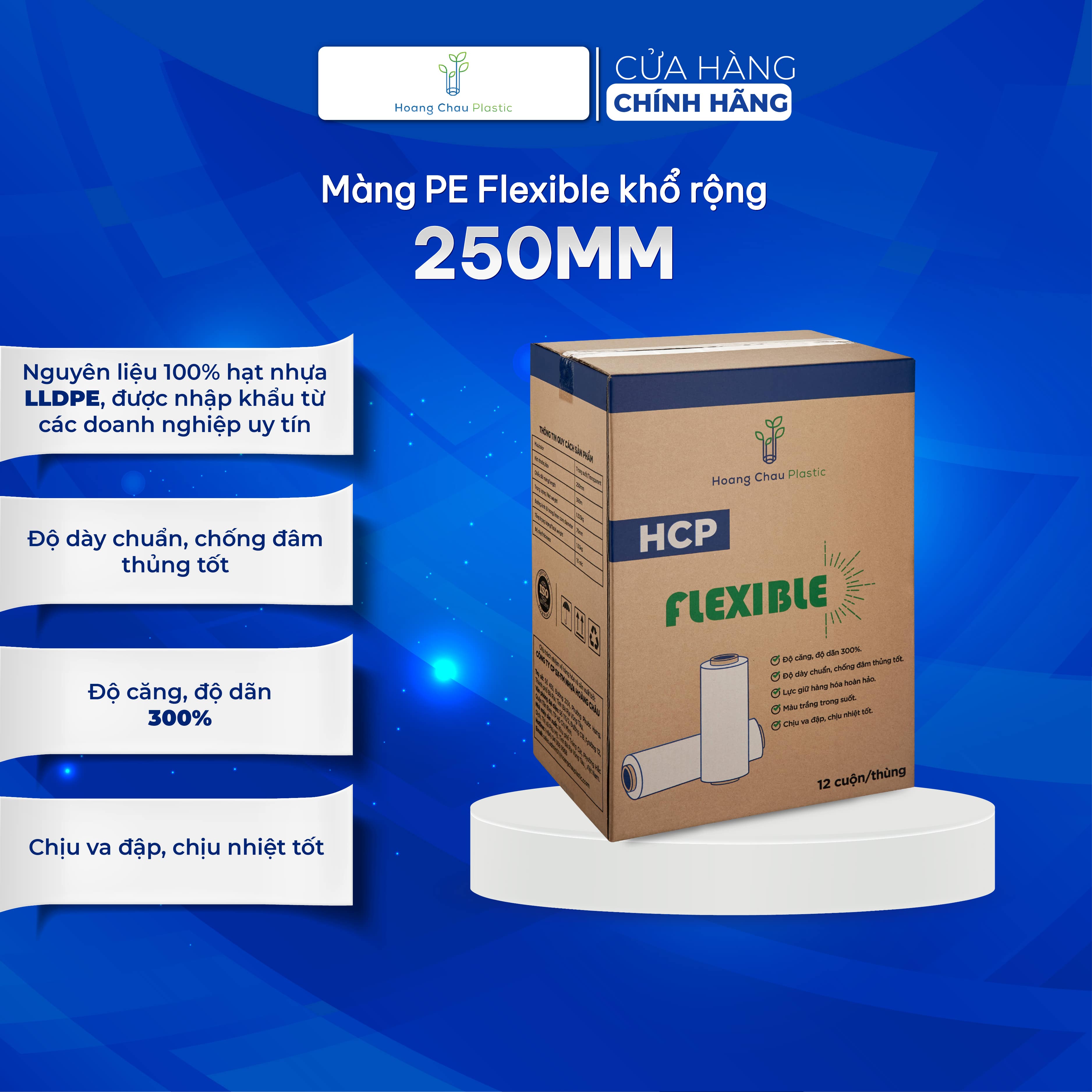 Màng Bọc Hàng Flexible HOÀNG CHÂU PLASTIC Khổ 26mic x 250mm x 1.325kg Bảo Vệ Sản Phẩm Chống Bụi Bẩn