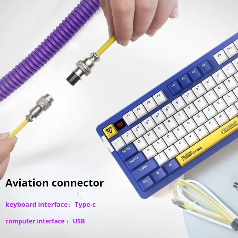 Mechanical Keyboard Coiled Cable Wire Type C USB Cable Computer Aviation Connector Mechanical Keyboard Aviator Charging Cord