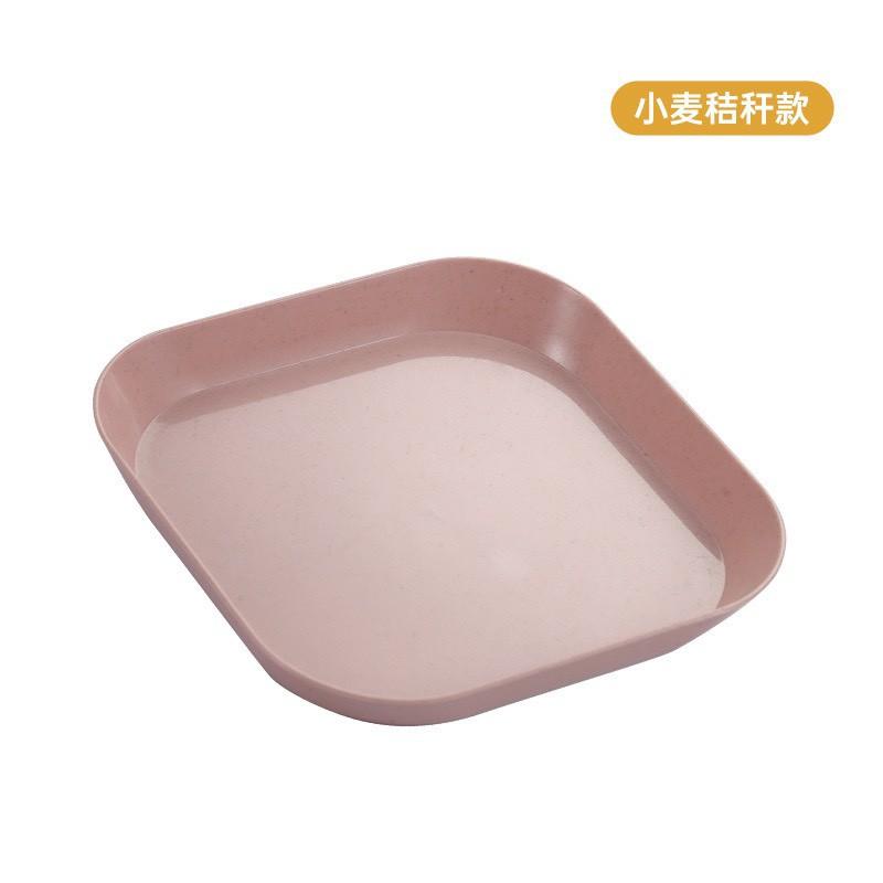 Set 6 Đĩa lúa mạch màu pastel vuông sâu, có hộp xịn xò, an toàn cho nhà bếp
