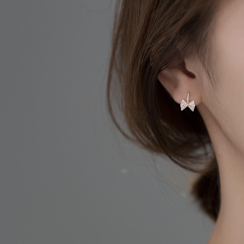 Khuyên tai bạc Ý s925 cánh bướm hồng xinh G7595 - AROCH Jewelry