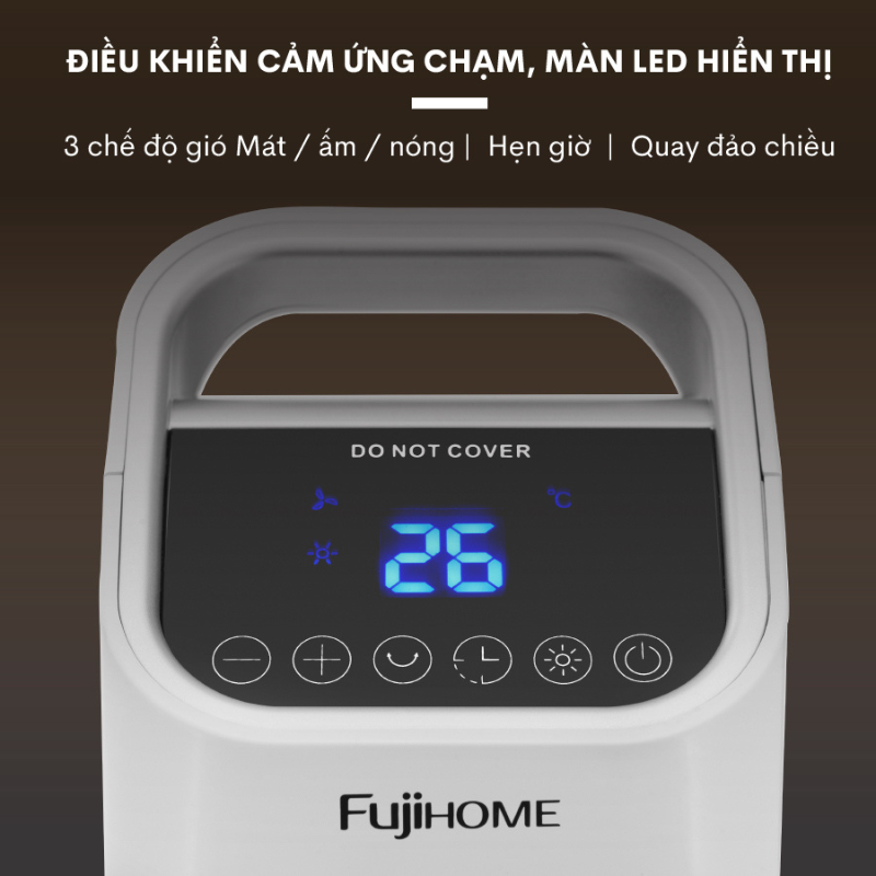 Quạt sưởi gốm để sàn FUJIHOME FH3000 điều khiển từ xa, Màn LCD hiển thị, Làm ấm cực nhanh, Hàng chính hãng bảo hành 24 tháng