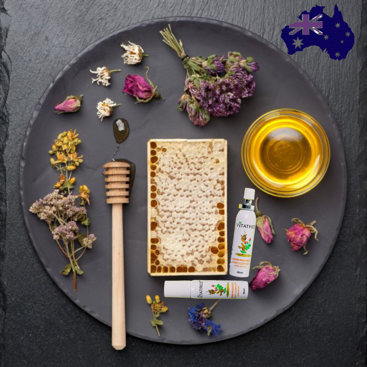 Combo 3 Chai Vitatree Keo Ong Super Propolis Spray Complex Giúp Tăng Cường Hệ Miễn Dịch - Chống Vi Khuẩn, Viêm Họng, Viêm Nướu Và Giảm Ho, Cảm Lạnh, Nhanh Lanh Vết Thương - 30ml x 3 Chai Dùng Cho Cả Gia Đình