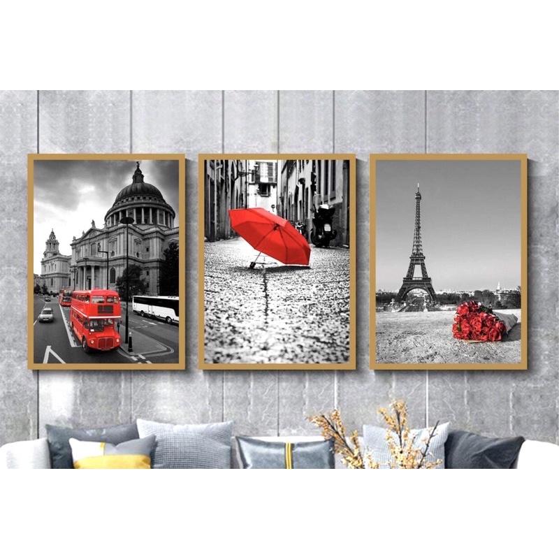 Bộ 3 tranh treo tường, tranh decor, tranh dán tường siêu nhẹ, tranh canvas, sticker có sẵn keo 2 mặt