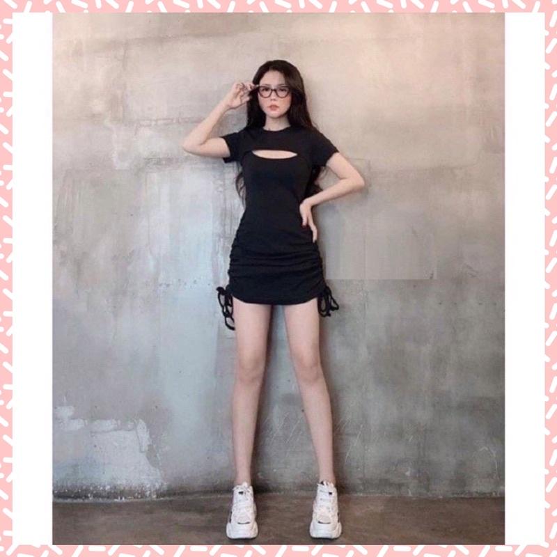 VÁY BODY KHOÉT NGỰC DÂY RÚT SƯỜN HOT HIT