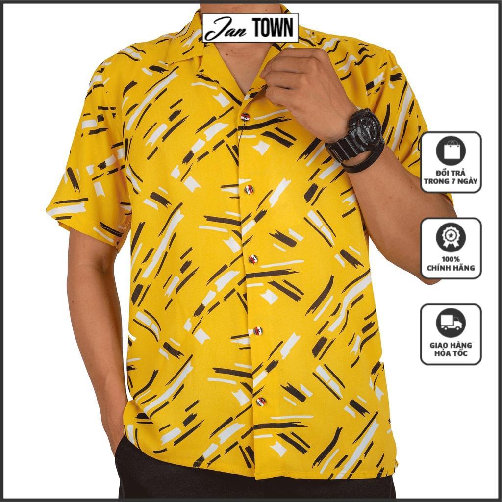 Áo Sơ Mi Nam Tay Ngắn Họa Tiết yellow print