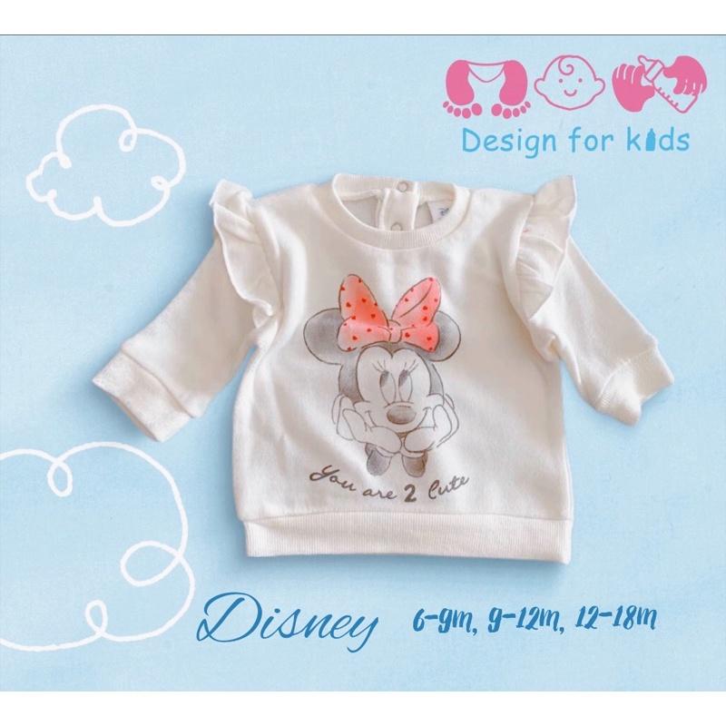 Áo nỉ dài tay Disney xuất dư họa tiết chuột Minnie cho bé gái