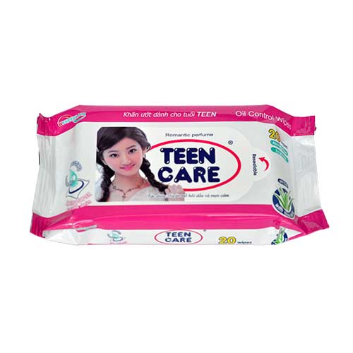 Combo 5 Gói Khăn Ướt Teen Care 20 miếng/ gói - Hương Nước Hoa  ( Màu Hồng)