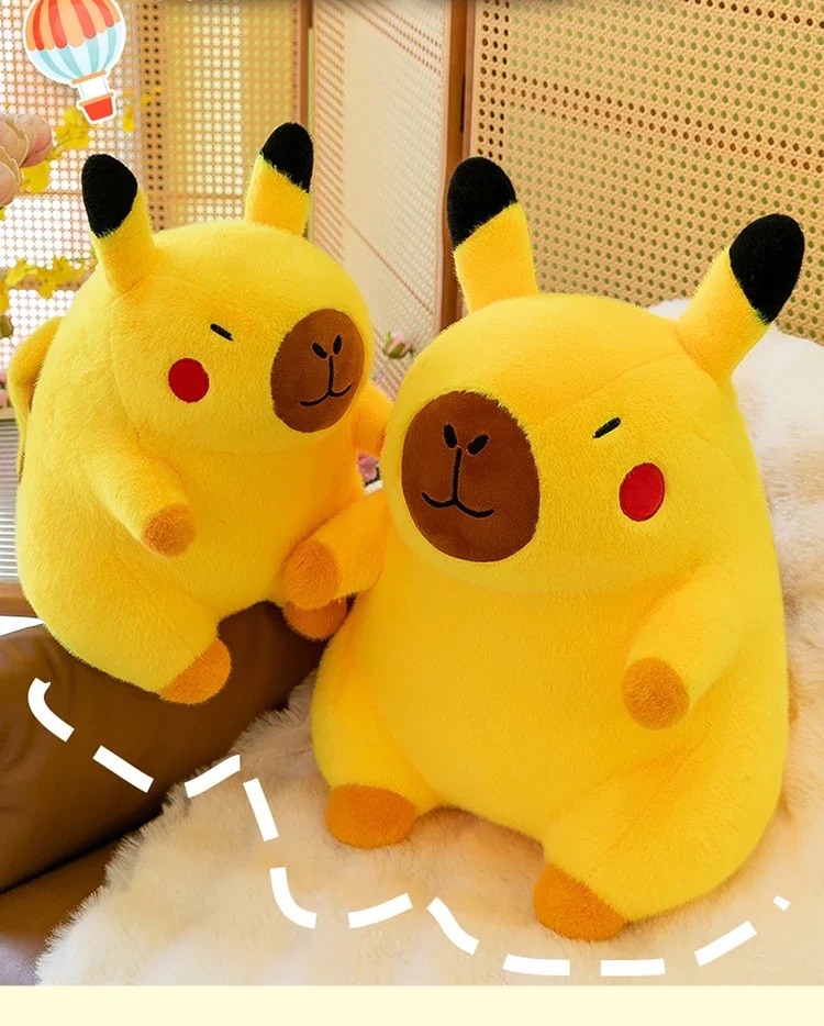 Thú nhồi bông capybara cosplay pikachu dễ thương - Size từ 35cm đến 45cm - Quà tặng gấu bông chuột lang êm mịn