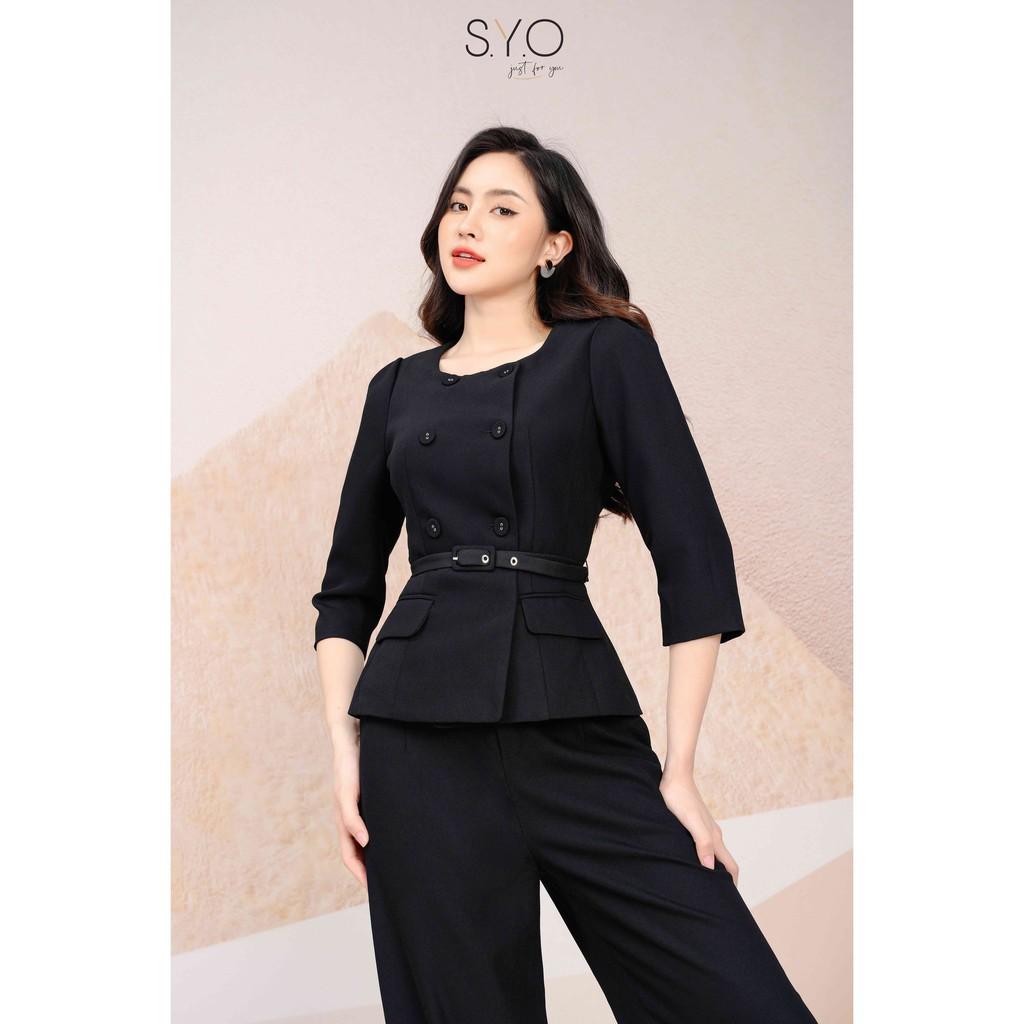 Áo ký giả tay bồng hai hàng khuy có đai rời SYO B3003
