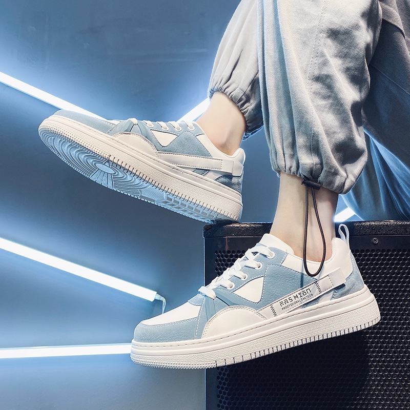 Giày thể thao sneaker nam màu trắng phối xanh thời trang, sản phẩm chất lượng y hình